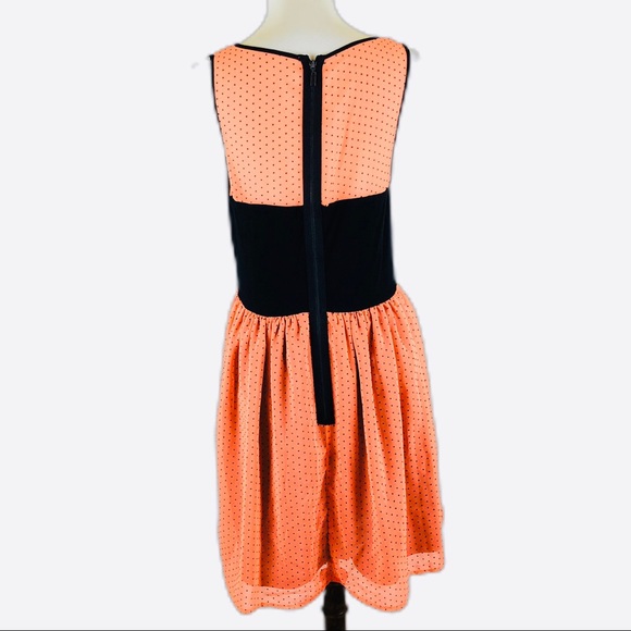 eric + lani Dresses & Skirts - Eric + Lani neon peach and black polkadot dress